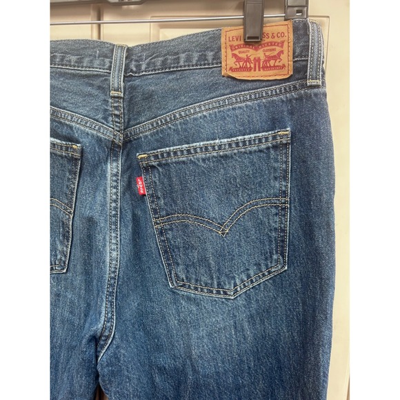 Levi's Low Pro Straight Jeans Women Blue Distressed Ripped Leg Mid Rise 30 - Picture 7 of 7